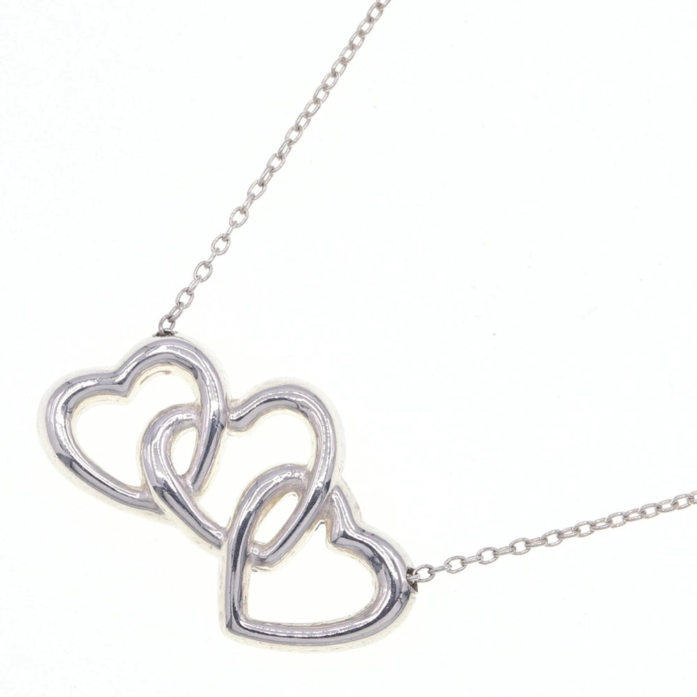 Tiffany Co Triple Heart Necklace Sterling Silver Pendant Choker Accessory
